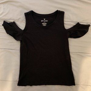 American Eagle Off-the-Shoulder Black Medium Shirt